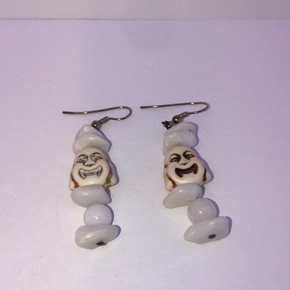 Laughing Buddha and Snowy Quartz Earrings - Picture 4 of 6